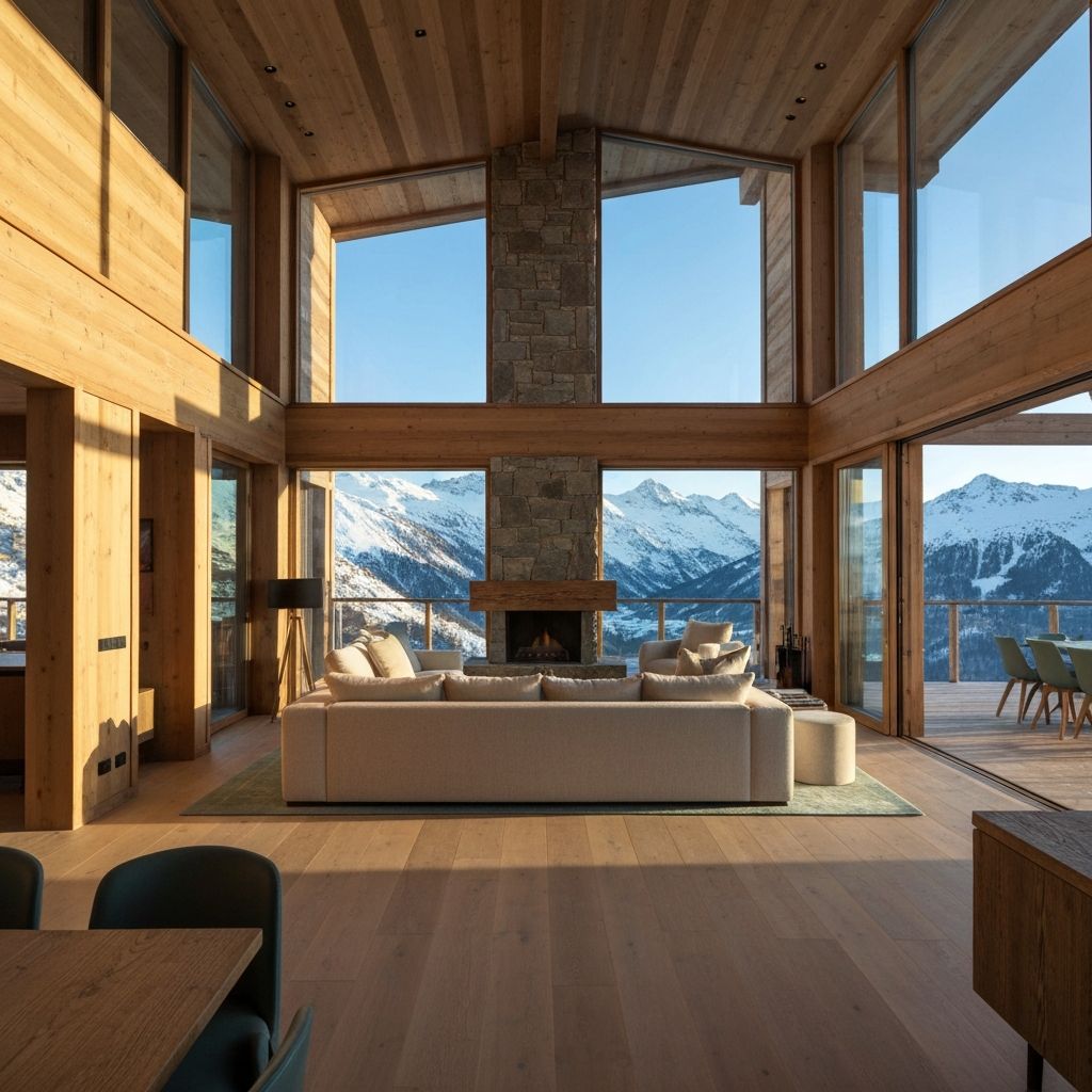 Intérieur chaleureux d'un chalet de montagne